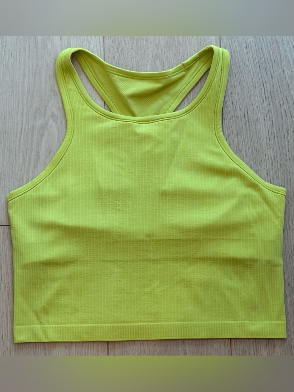 Lululemon Ebb to Street Cropped Racerback Tank Yellow Serpentine Size 12 Yoga